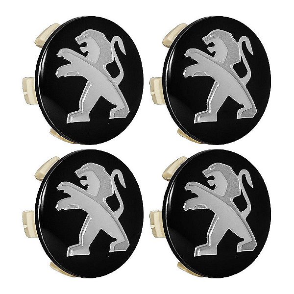 Jogo Calotinha 60mm Centro de Roda KRMAI Peugeot 206 307 208 308 408 Preta