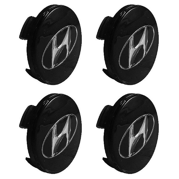 Jogo Calotinha 60mm Centro de Roda Hyundai Creta Elantra Sonata Preta