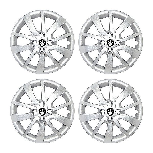 Jogo Calota Aro 15 Renault Sandero Logan 2014/2020 Prata