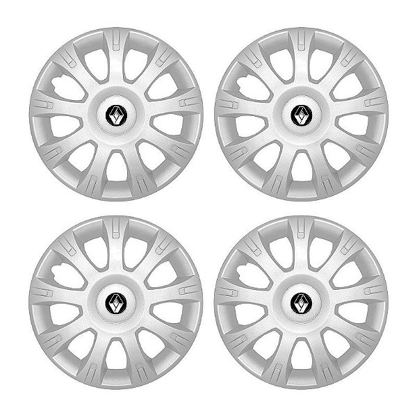 Jogo Calota Aro 14 Renault Sandero 2009 a 2013 Prata