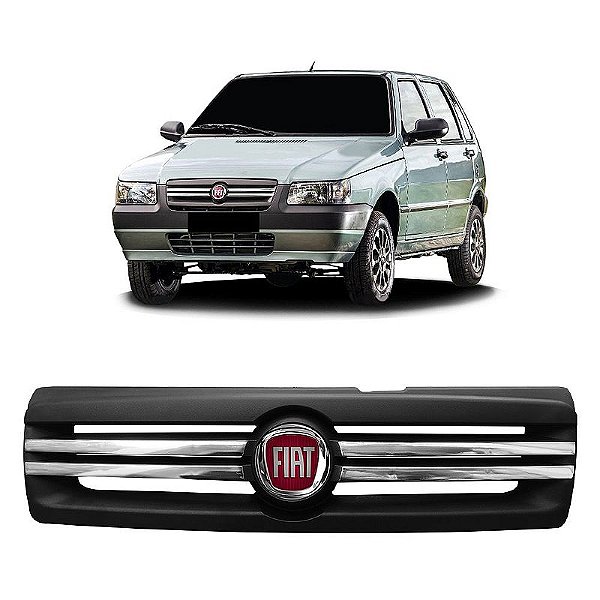 Grade Dianteira Fiat Uno 2006 a 2010 Preta + Emblema