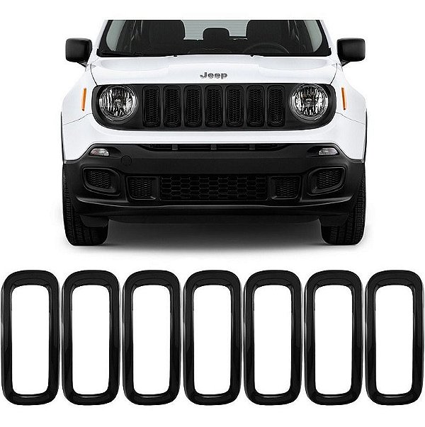 Aplique Moldura Friso Preto Jeep Renegade 2019 2020 Pcd 7pçs