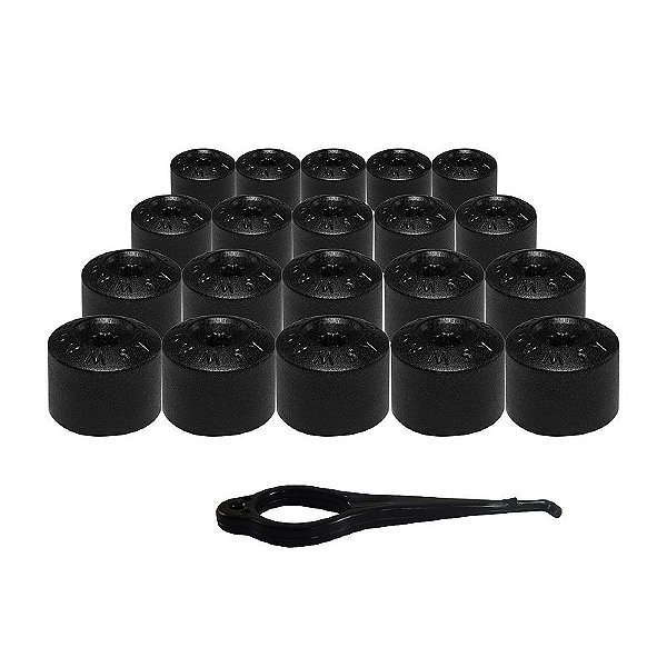 Capa Parafuso Roda Kit 20 Peças Fox Polo Golf Jetta Preta