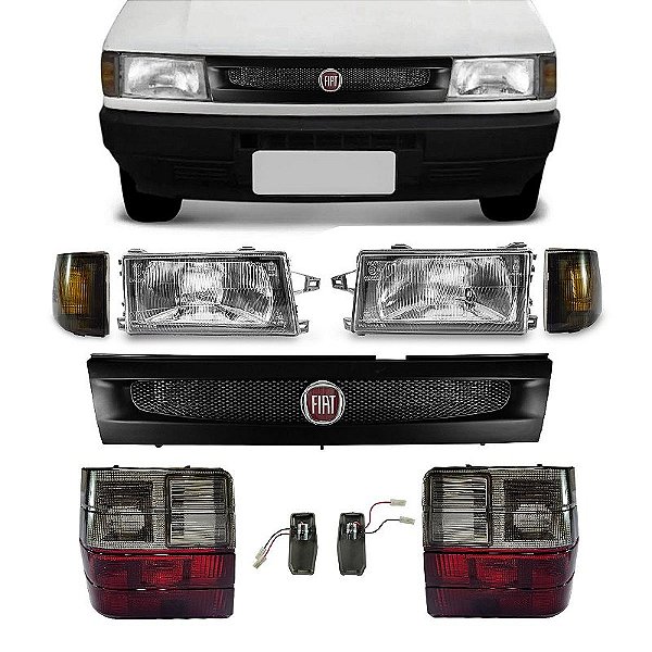 Kit Uno 91/03 Lentes Piscas Fumê Farois e Grade