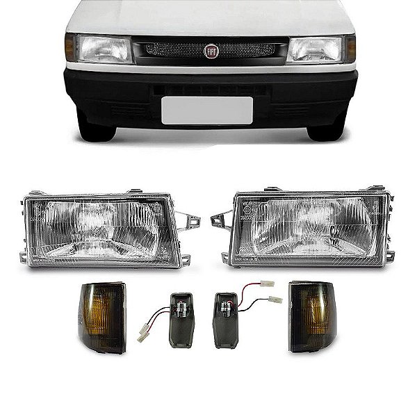 Kit Dianteiro Uno 91/03 Faróis Piscas Fumê e Soquetes