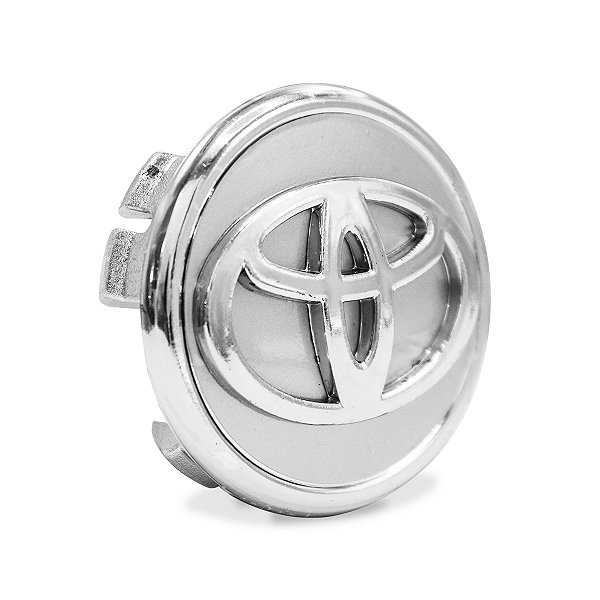 Calotinha 55mm Centro de Roda Toyota Corolla Etios Prata com Cromada