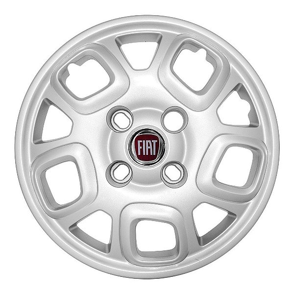 Calota Aro 13 Fiat Uno Vivace 2015 2016 Prata + Emblema