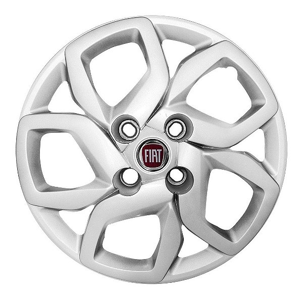 Calota Aro 14 Fiat Mobi 2017 2018 2019 Prata + Emblema