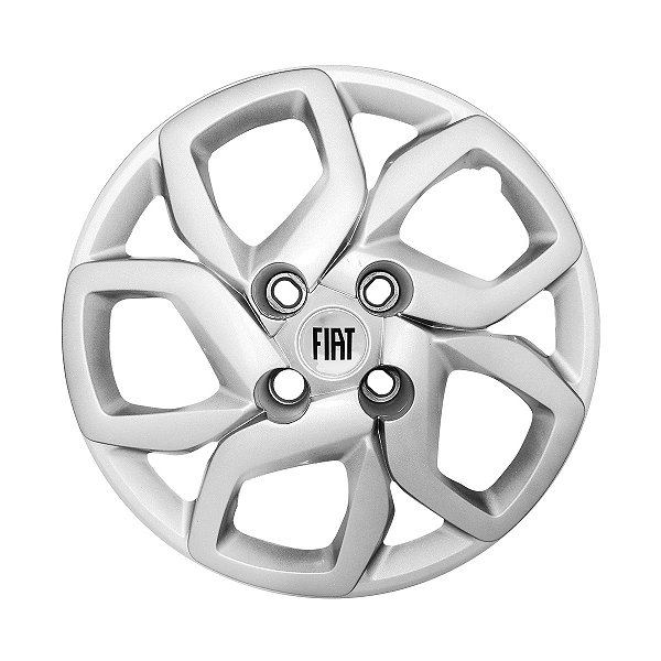 Calota Aro 14 Fiat Mobi 2017 2018 2019 Prata + Emblema