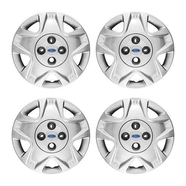 Jogo Calota Aro 14 Ford Fiesta Hatch Sedan 2011/2012 prata