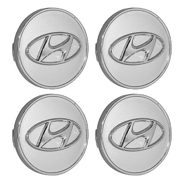 Jogo Calotinha 60mm Centro de Roda Hyundai iX35 Prata