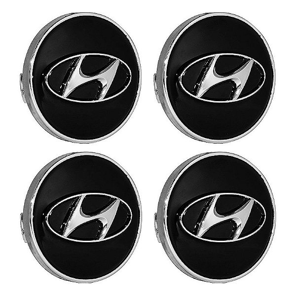 Jogo Calotinha 60mm Centro de Roda Hyundai iX35 Preta