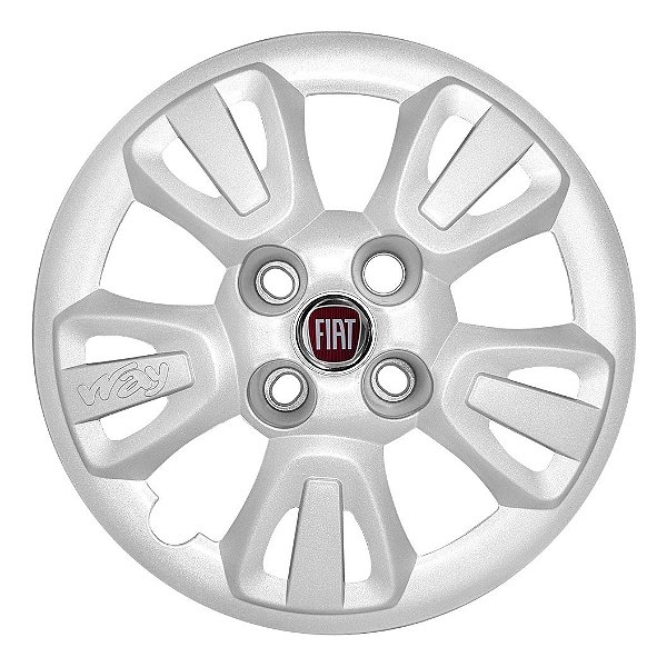 Calota Aro 14 Fiat Uno Way 2011 2012 Prata + Emblema