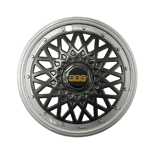 Calota Esportiva Aro 14 Modelo BBS Emblema Preto com Dourado