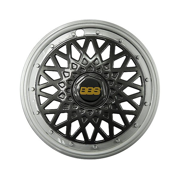 Calota Esportiva Aro 14 Modelo BBS Emblema Preto com Dourado