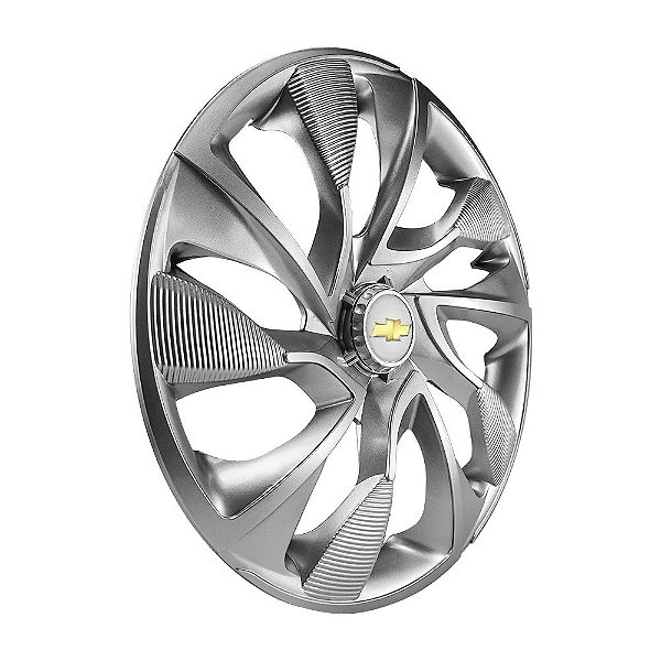 Jogo Calota Esportiva Aro 14 DS4 Prata Chevrolet emblema resinado prata