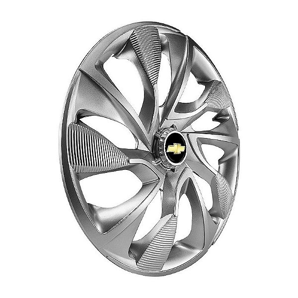 Calota Esportiva Aro 14 DS4 Prata Chevrolet emblema resinado preto