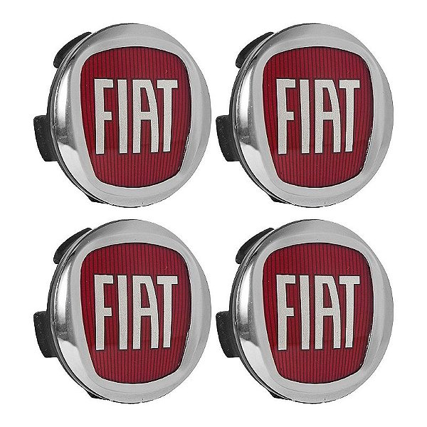 Jogo Calotinha 60mm Centro de Roda Fiat Toro Freemont Vermelha
