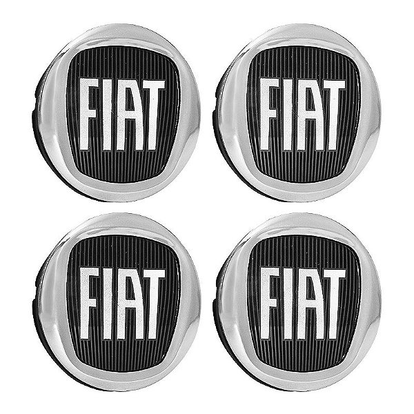Jogo Calotinha 49,6mm Centro de Roda Fiat Preta Black Motion
