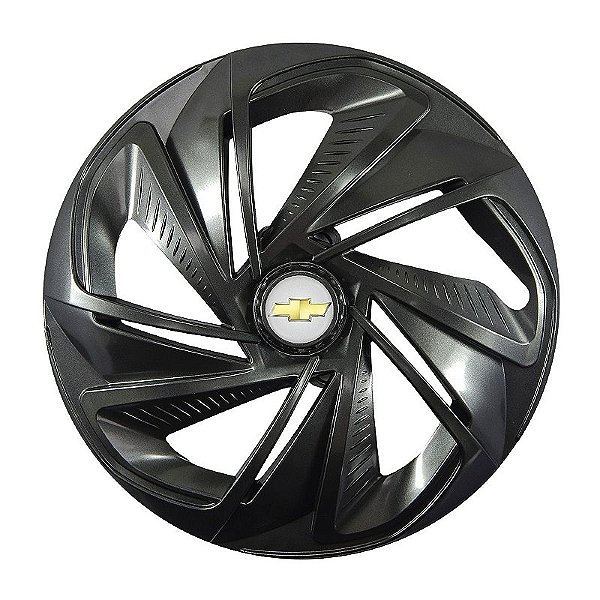 Calota Esportiva Aro 14 Nitro Grafite emblema GM Prata