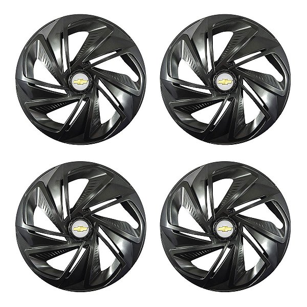 Jogo Calota Esportiva Aro 14 Nitro Grafite emblema GM Prata