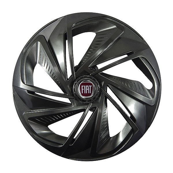 Calota Esportiva Aro 14 Nitro Grafite emblema Fiat Vermelho