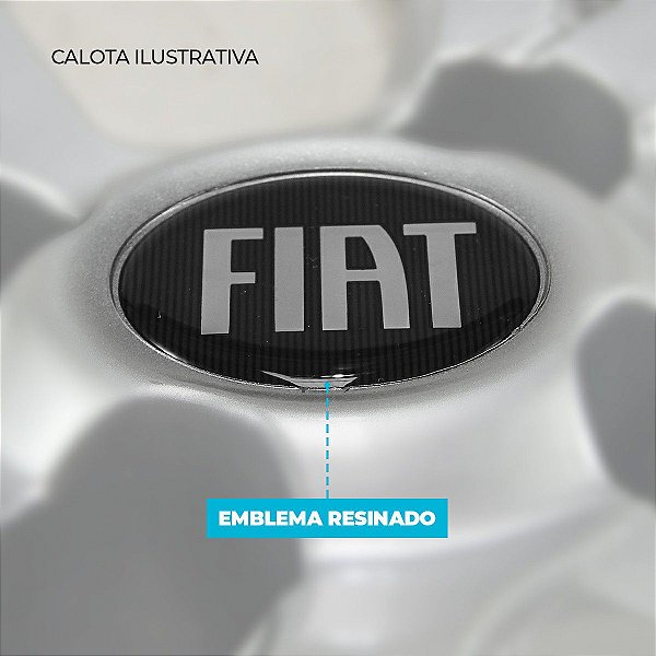 Calota Esportiva Aro 14 Nitro Grafite emblema Fiat Preto