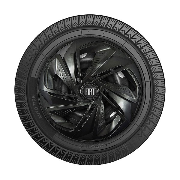Jogo Calota Esportiva Aro 14 Nitro Grafite emblema Fiat Preto