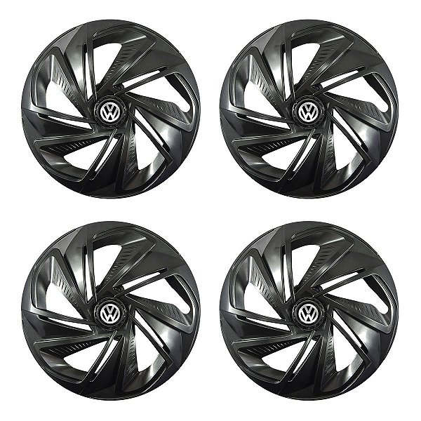 Jogo Calota Esportiva Aro 14 Nitro Grafite emblema Volkswagen