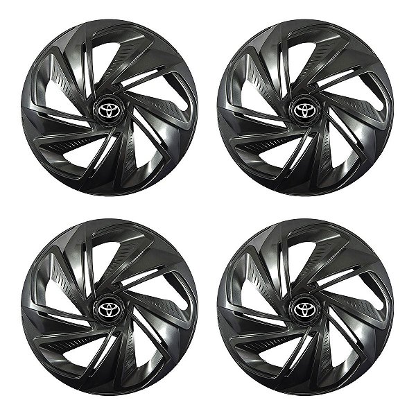 Jogo Calota Esportiva Aro 14 Nitro Grafite emblema Toyota