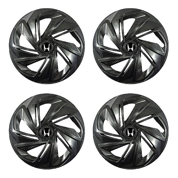 Jogo Calota Esportiva Aro 14 Nitro Grafite emblema Honda