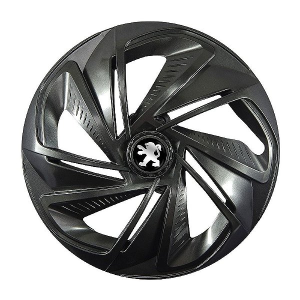 Calota Esportiva Aro 14 Nitro Grafite emblema Peugeot