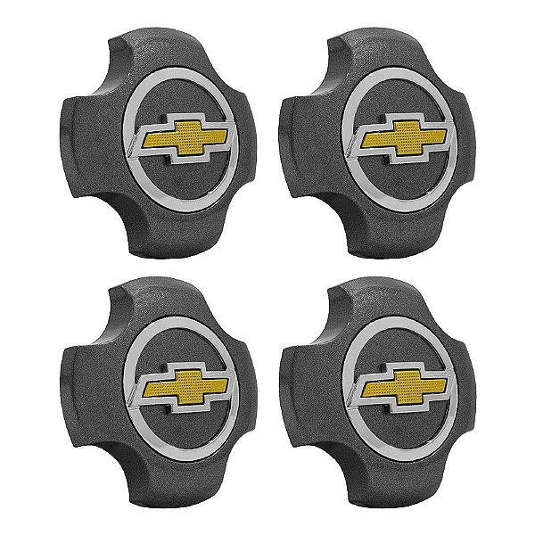 Jogo Calota Central Chevrolet Montana Sport Grafite boton Dourado