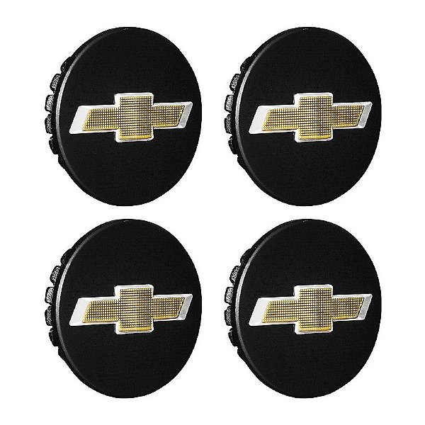Jogo Calotinha 58mm Centro de Roda GM Onix Cruze Agile Cobalt Prisma 20 garras Preta