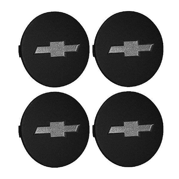 Jogo Calotinha 58mm Centro de Roda GM Opala Diplomata 1991/1992 Preta com Prata