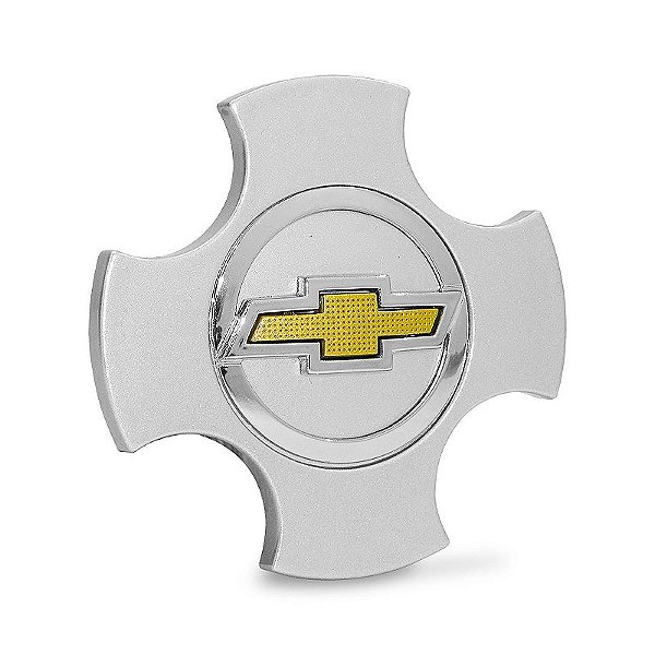 Calotinha Centro de Roda GM Meriva CD Prata c/ boton Dourado