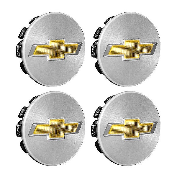 Jogo Calotinha 52mm Centro de Roda GM Cruze Sonic Tracker Escovada