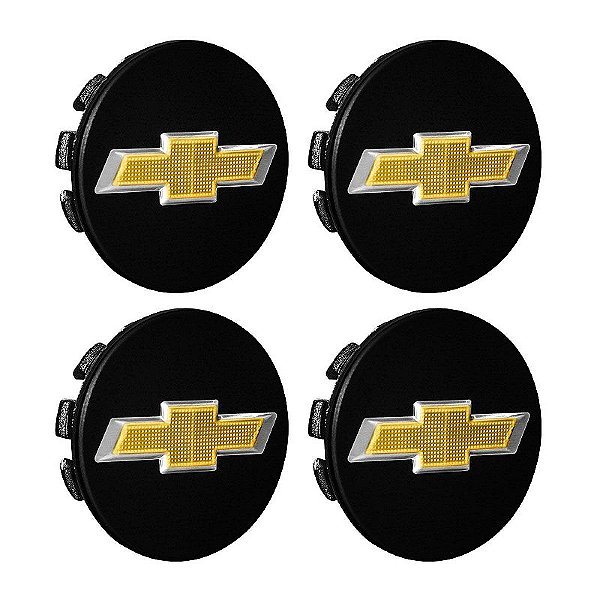 Jogo Calotinha 52mm Centro de Roda GM Cruze Sonic Tracker Preta