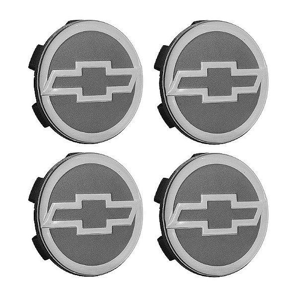 Jogo Calotinha 56mm Centro de Roda Scorro Emblema GM Cinza