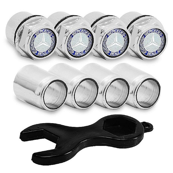 Capa Bico de Válvula Cromado Pneu Mercedes