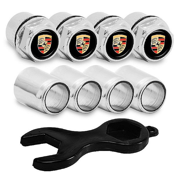 Capa Bico de Válvula Cromado Pneu Porsche