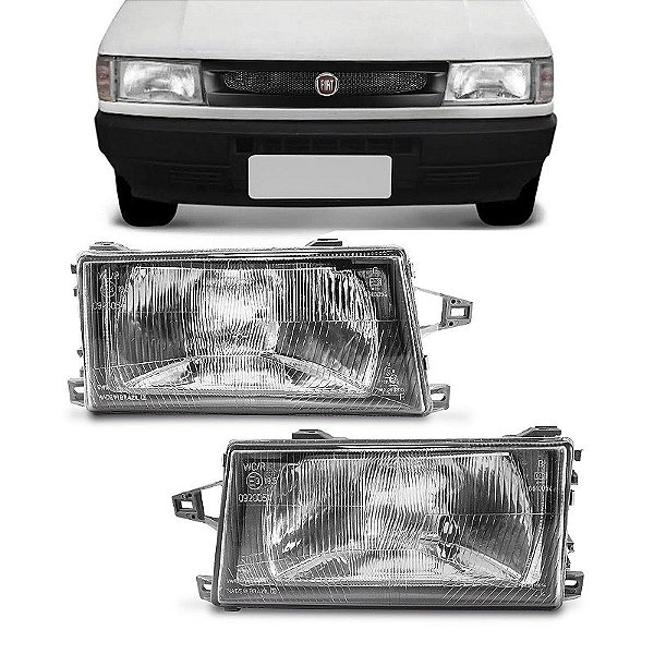 Par de Faróis Fiat Uno Fiorino Elba Prêmio lente de Vidro 1991 a 2003