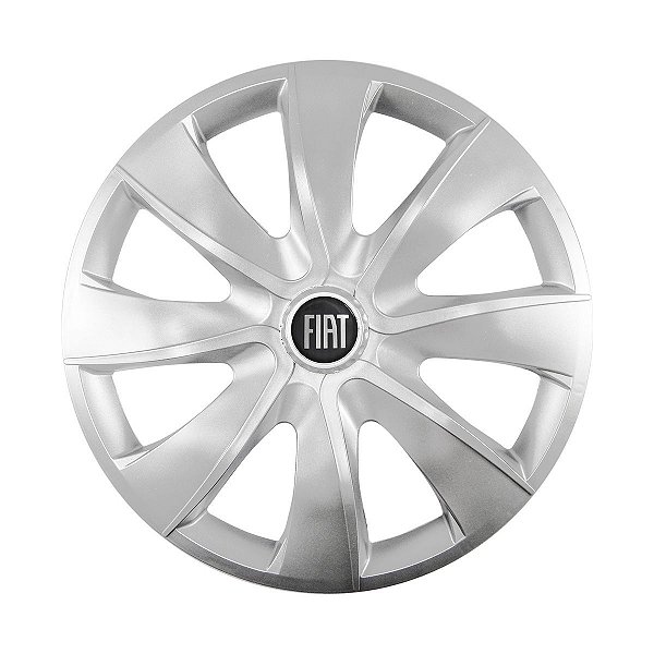 Calota Esportiva aro 13 Prime Prata emblema Fiat Preto