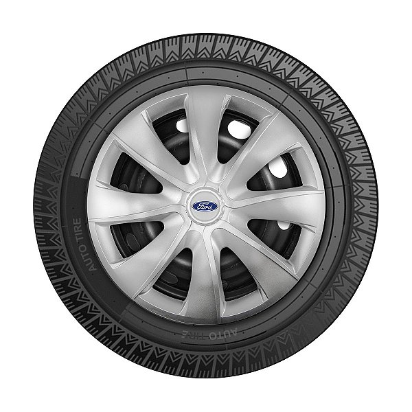 Jogo Calota Esportiva aro 14 Prime Prata emblema Ford Prata