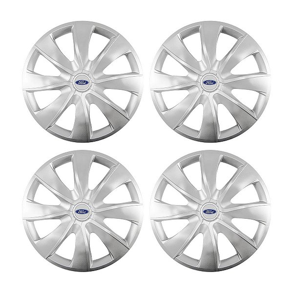 Jogo Calota Esportiva aro 14 Prime Prata emblema Ford Prata