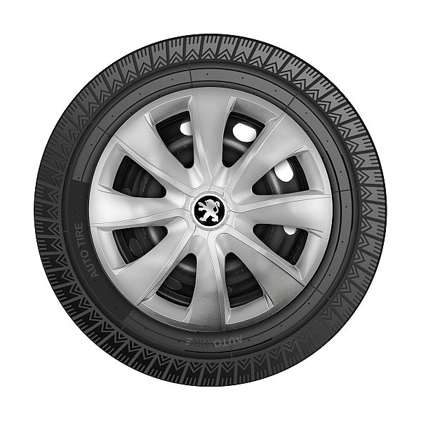 Jogo Calota Esportiva aro 14 Prime Prata emblema Peugeot