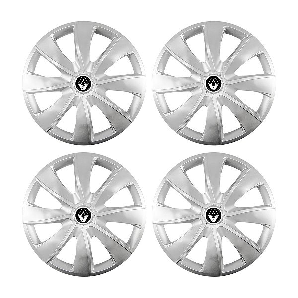 Jogo Calota Esportiva aro 14 Prime Prata emblema Renault