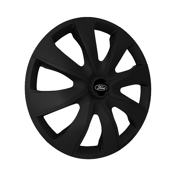 Jogo Calota Esportiva aro 13 Prime Preta Fosca Emblema Ford Preto