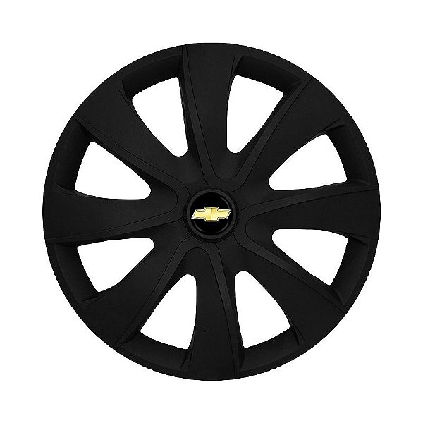 Calota Esportiva aro 14 Prime Preta Fosca Emblema GM Preto