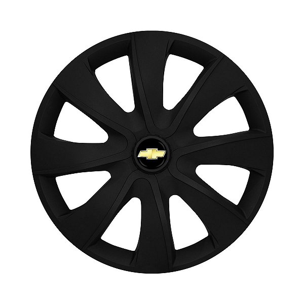 Calota Esportiva aro 14 Prime Preta Fosca Emblema GM Preto